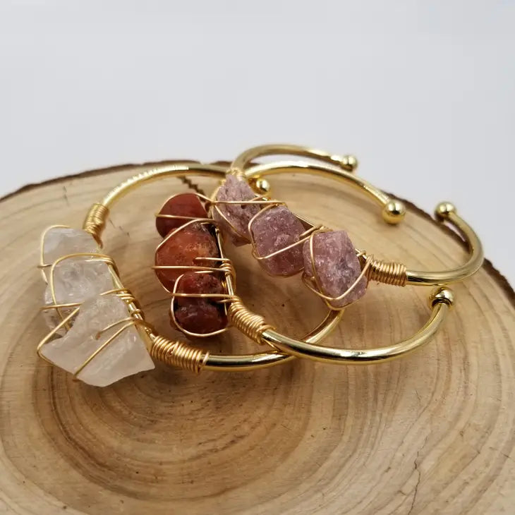 Chakra Jewelry Natural Crystal Cuff Gemstone Bangle Bracelet