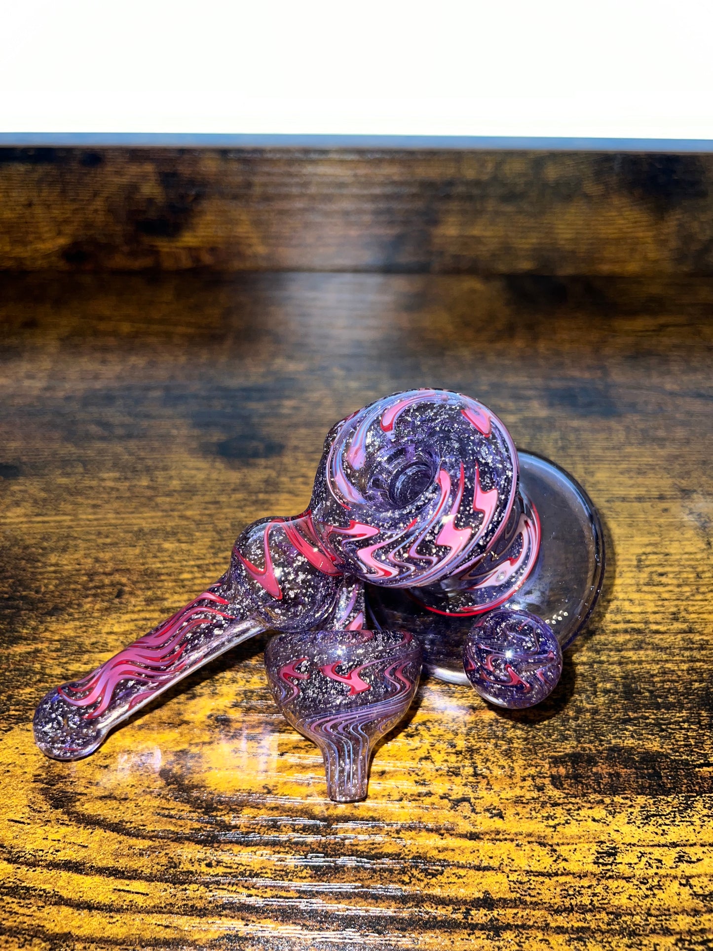Melitz Art Glass Dichro Sherlock Oil Rig w/ Matching Carb Cab