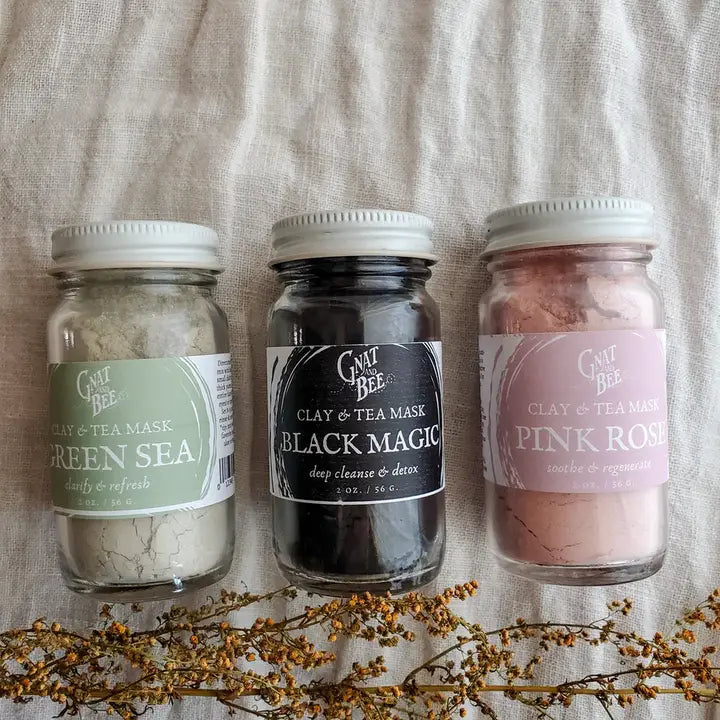 Black Magic Clay & Tea Mask - Green Sea Clay & Tea Mask - Pink Rose Clay & Tea Mask