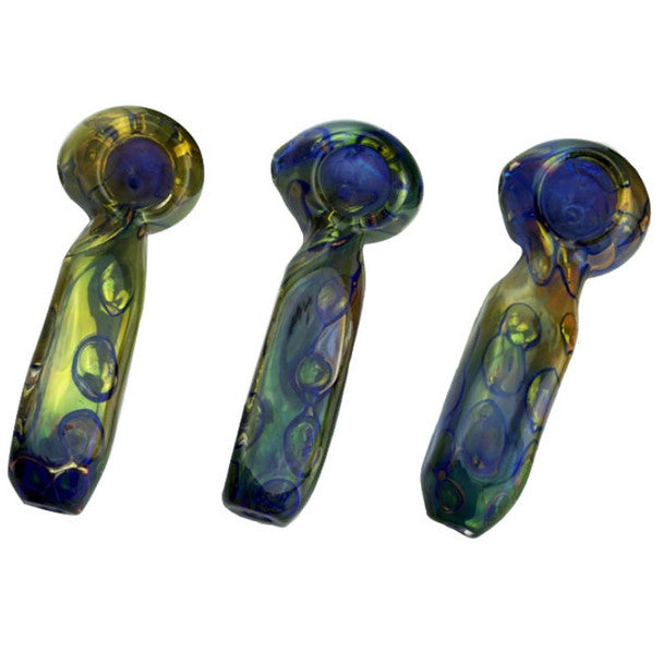 4.5" Silver/Blue Fumed Square Glass Hand Pipe