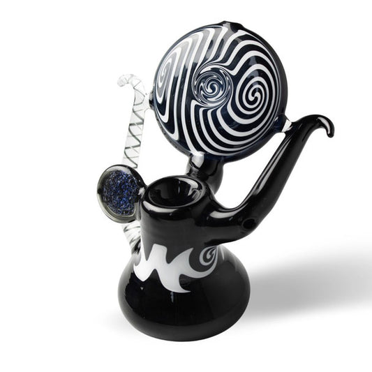 6" BLACK N WHITE CLEOPETRA SWIRL BUBBLER