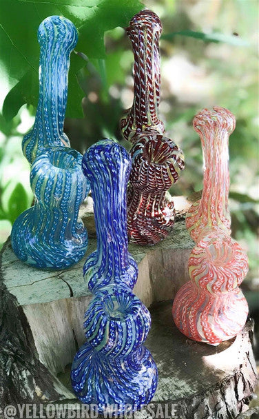 7" Stripe Fumed Multi Color Bubbler