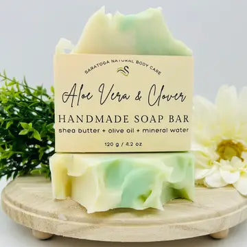 Saratoga Natural Aloe Vera Clover Handmade Soap Bar