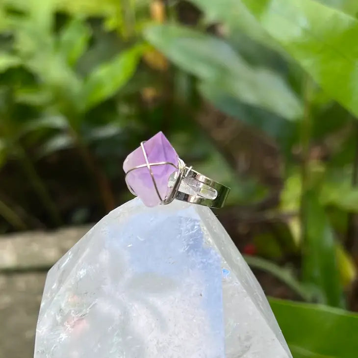 Moon Child Amethyst Rough Gemstone Adjustable Ring