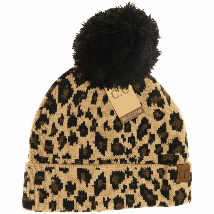 C.C Exclusive - Matching Cuff Leopard Print Cc Beanie