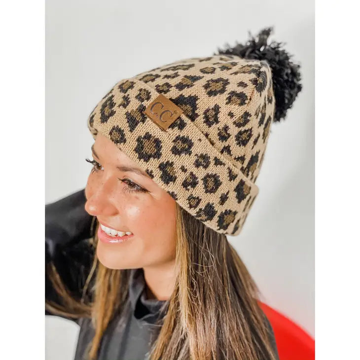 C.C Exclusive - Matching Cuff Leopard Print Cc Beanie