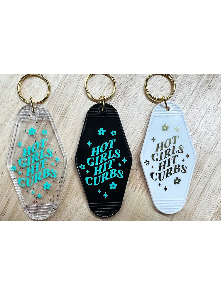 Hot Girls Hit Curbs Keychain