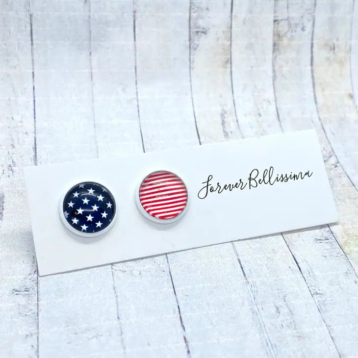 Forever Bellissima Flag Stars and Stripes Earrings