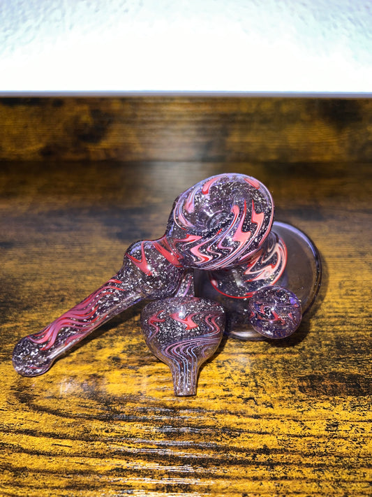 Melitz Art Glass Dichro Sherlock Oil Rig w/ Matching Carb Cab