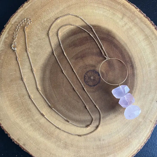 Moon Child Rose Quartz Orb Necklace Long