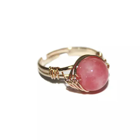 Moon Child Strawberry Quartz Aura Ring Emotional Balance