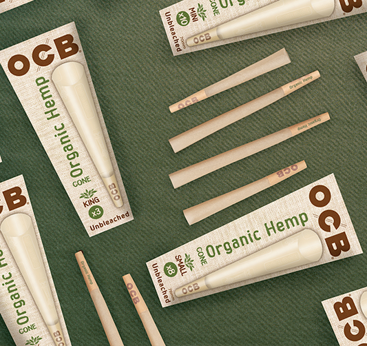 OCB Organic Hemp Unbleached 1 1/4 Cones - 6 Cones per pack