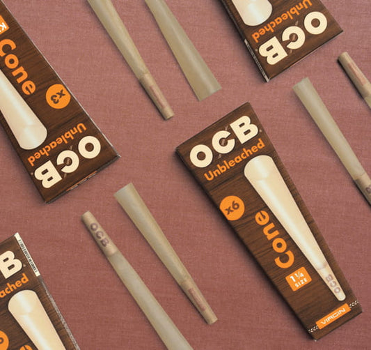 OCB Virgin Unbleached 1 1/4 Cones - 6 Cones per pack