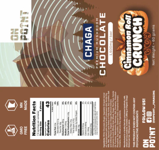On Point - Chaga Cinnamon Roll Crunch Chocolate Bar