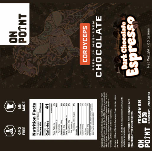 On Point - Cordyceps Dark Chocolate Espresso Chocolate Bar
