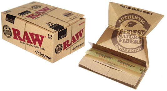 RAW Organic Artesano 1¼ Size Rolling Papers with Tips