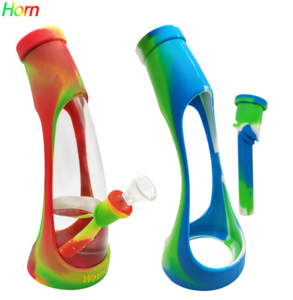 Waxmaid 9" Horn Silicone Glass Water Pipe