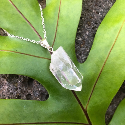 Moon Child Clear Crystal Quartz  Necklace