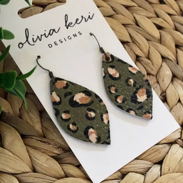 Olivia Keri Designs Earrings Olivia-Olive Leopard