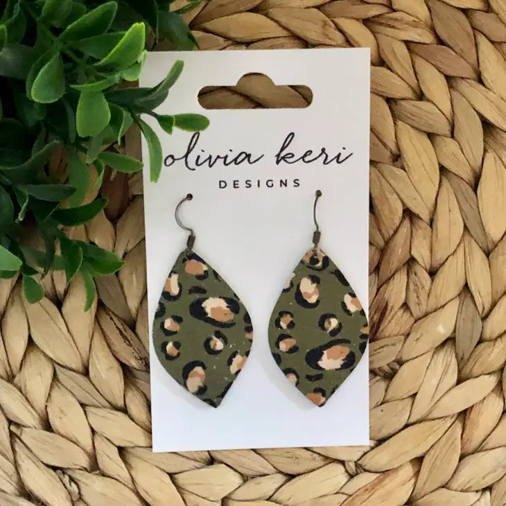 Olivia Keri Designs Earrings Olivia-Olive Leopard