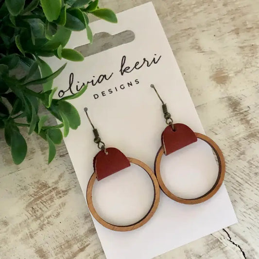 Olivia Keri Designs Earrings Wood Hoops Rust