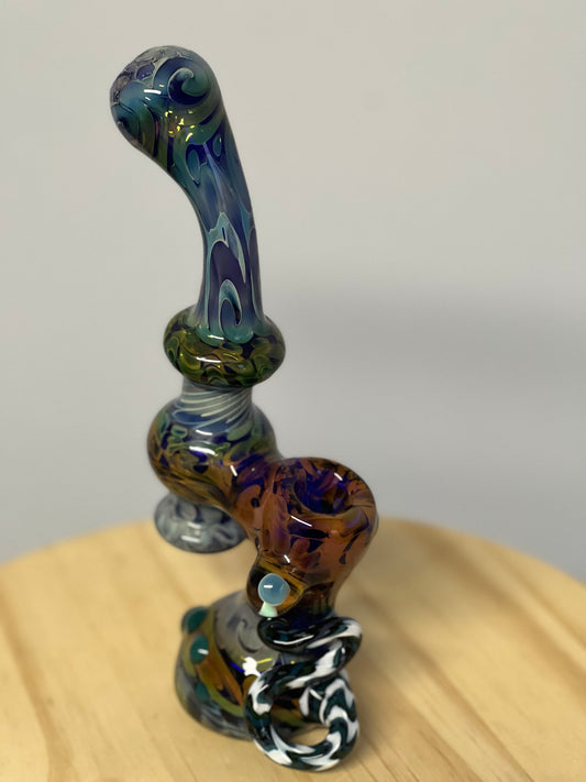 Strawberry John Sherlock Fumed Cobalt 9" Bubbler